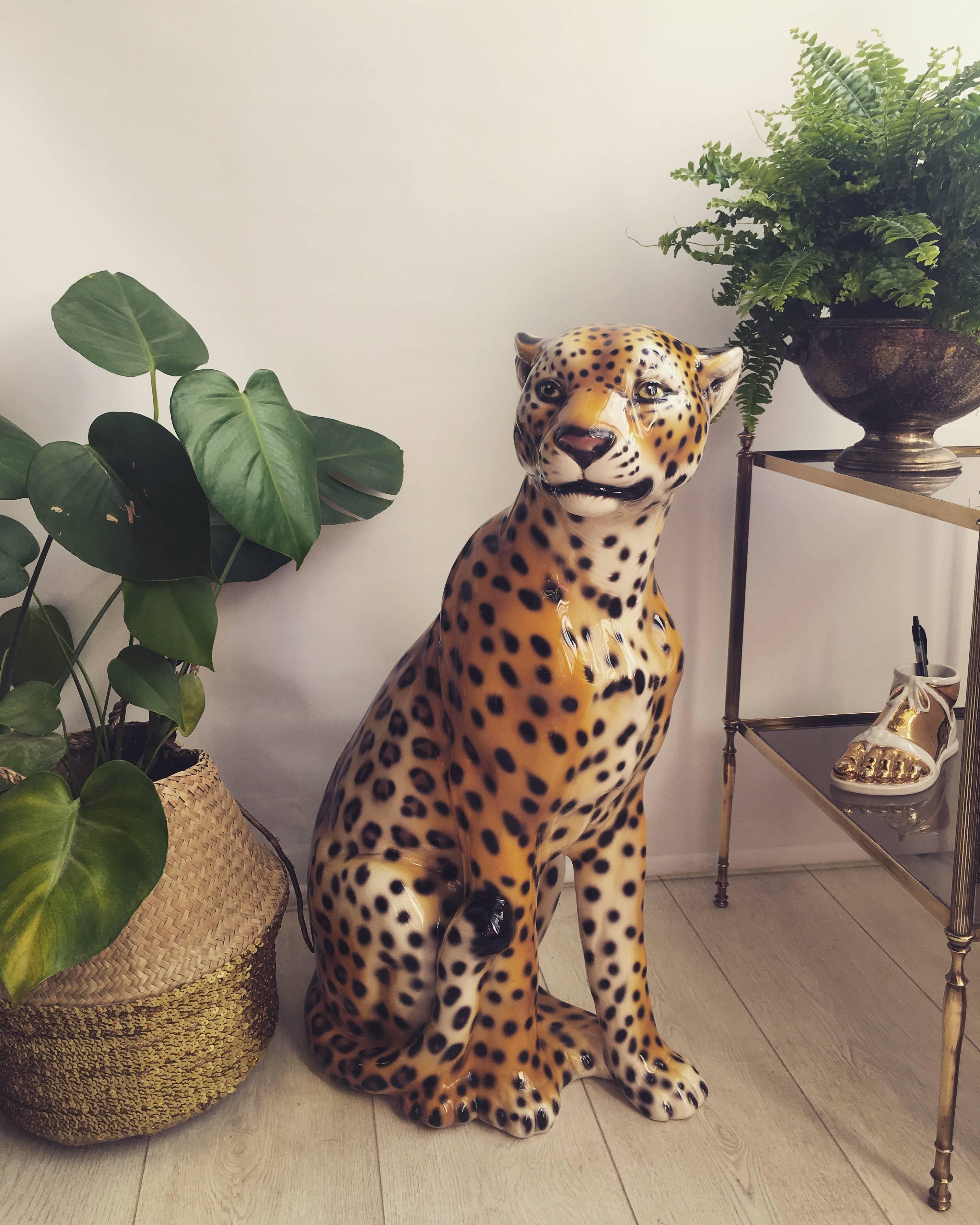Beautiful Vintage Ceramic Leopard For Sale 2