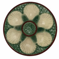 Beautiful Vintage Ceramic Majolica Oyster Plate, French France