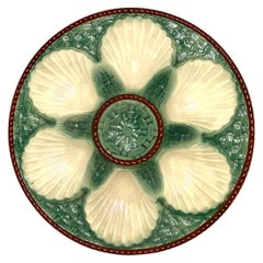 Beautiful Vintage Ceramic Majolica Oyster Plate, French France