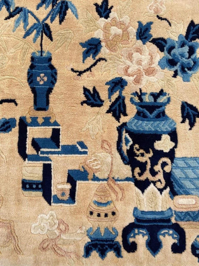 China Goods Rug Beautiful Vintage Chinese Art Deco Little Rug For Sale at 1stDibs