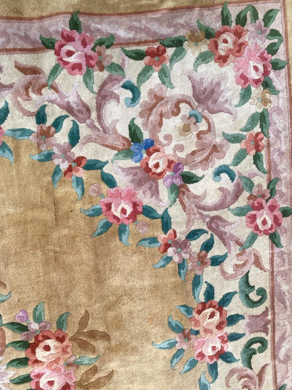 Preciosa alfombra vintage china de diseño Savonnerie Lana en venta