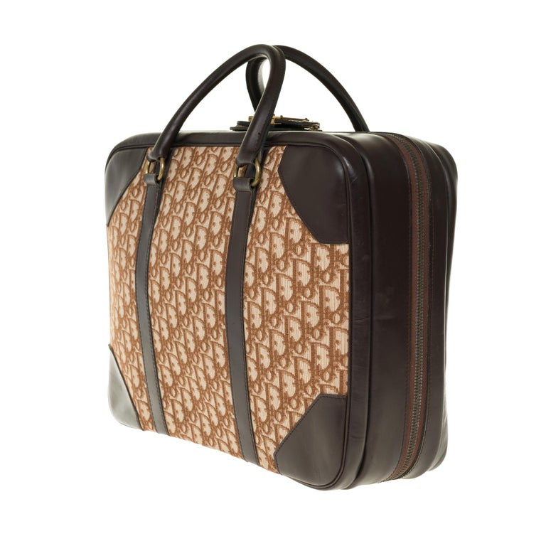 Vintage Christian Dior Luggage Brown Suitcase Monogram Medium