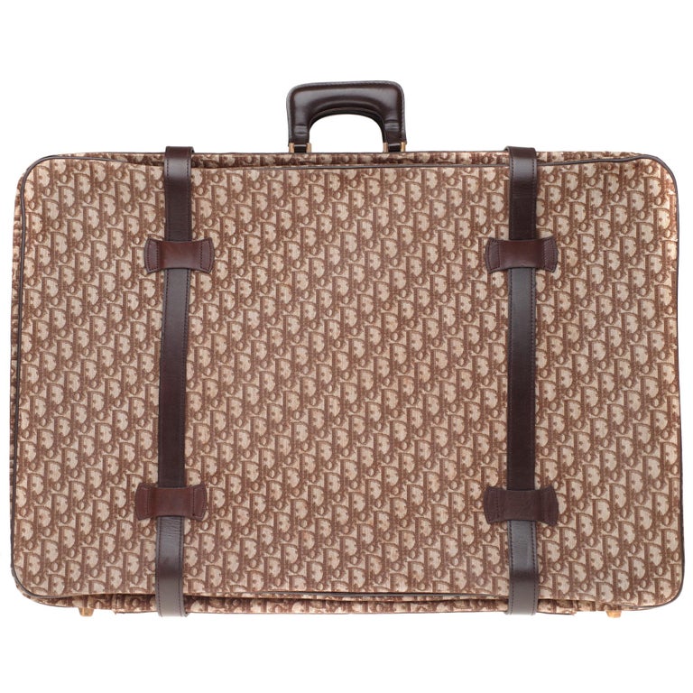 Beautiful vintage Christian Dior suitcase in brown monogram canvas and  leather For Sale at 1stDibs