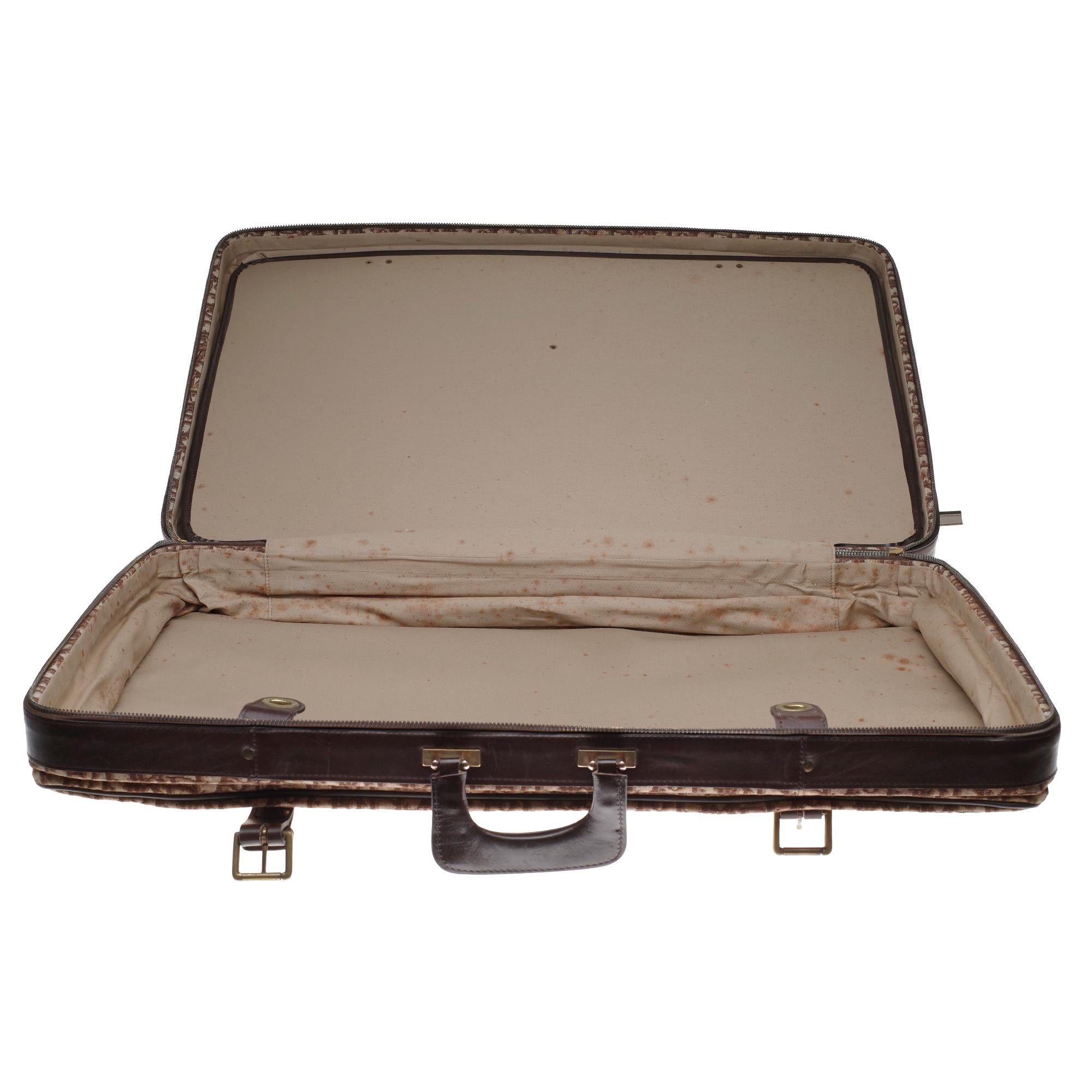 Brown Beautiful vintage Christian Dior suitcase in brown monogram canvas and leather