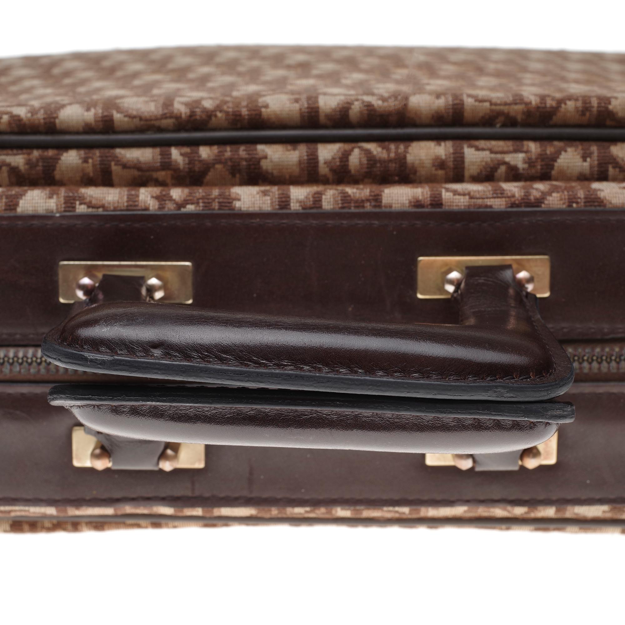 Beautiful vintage Christian Dior suitcase in brown monogram canvas and leather In Fair Condition In Paris, IDF