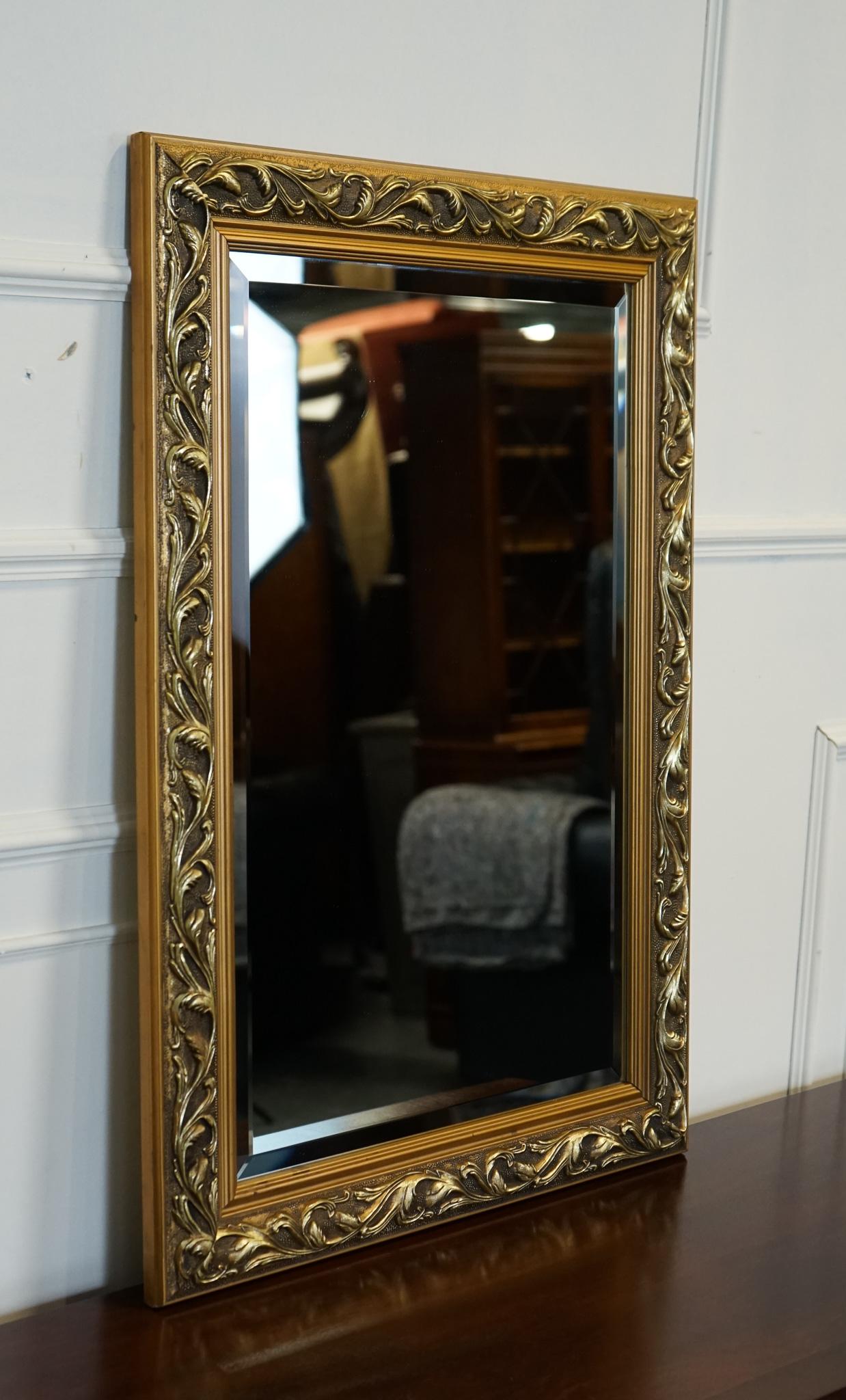 20th Century BEAUTIFUL VINTAGE CUSHIONED GiLTWOOD BEVELLED MIRROR For Sale