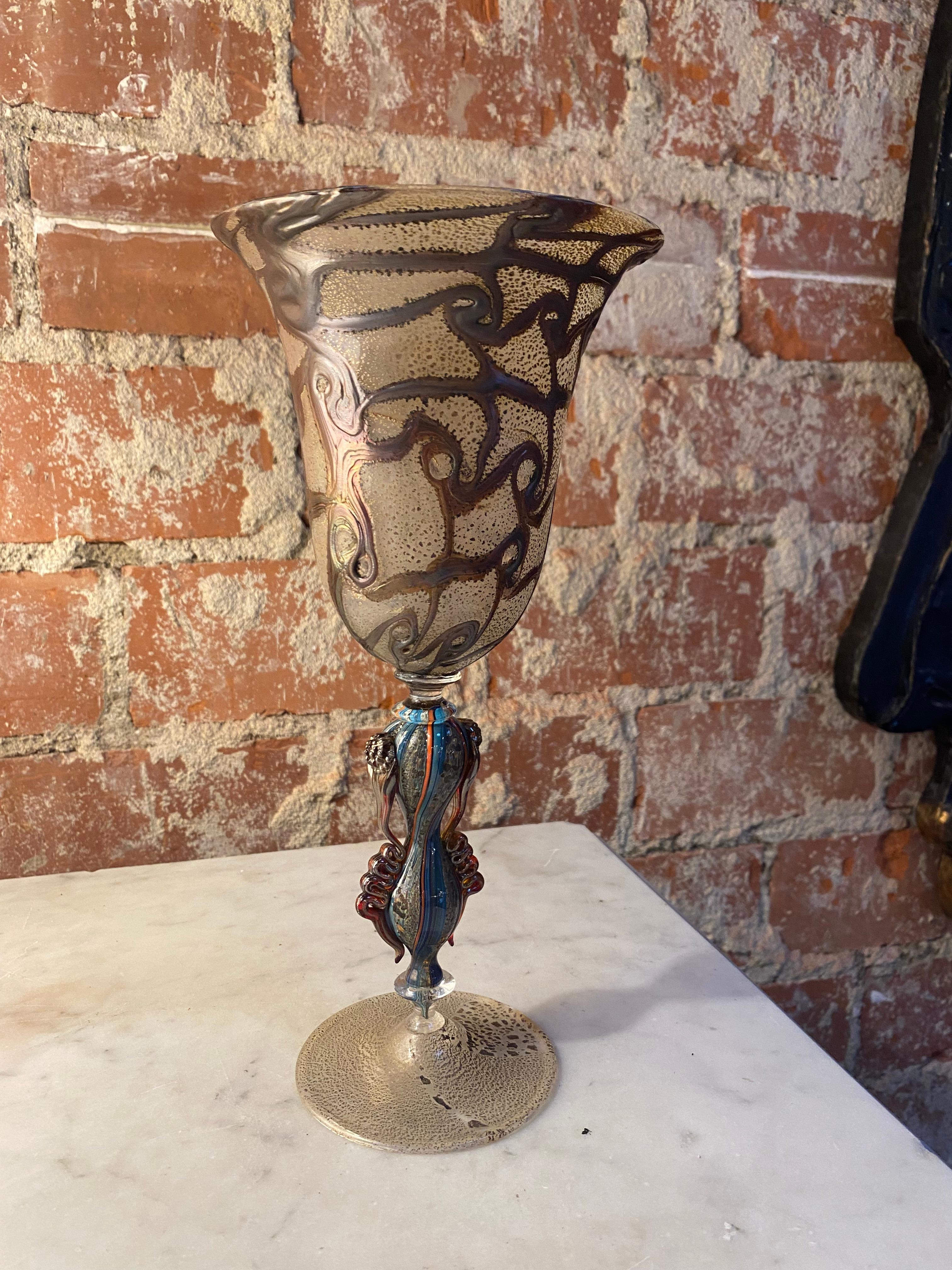 Mid-Century Modern Magnifique verre décoratif italien en verre de Murano fabriqué à la main, années 1970 en vente