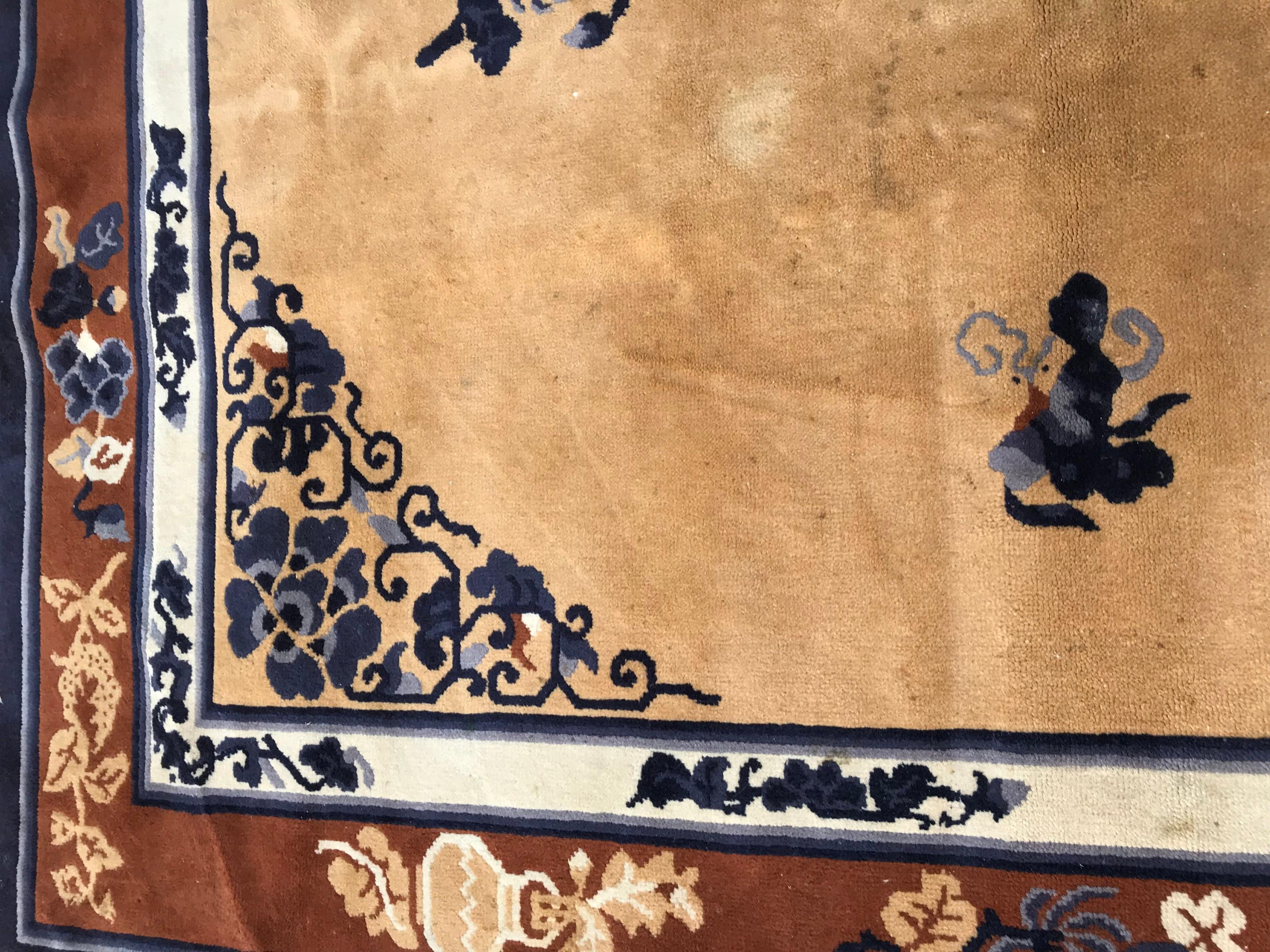 Schöne Vintage European Chinese Style Teppich (Handgeknüpft) im Angebot