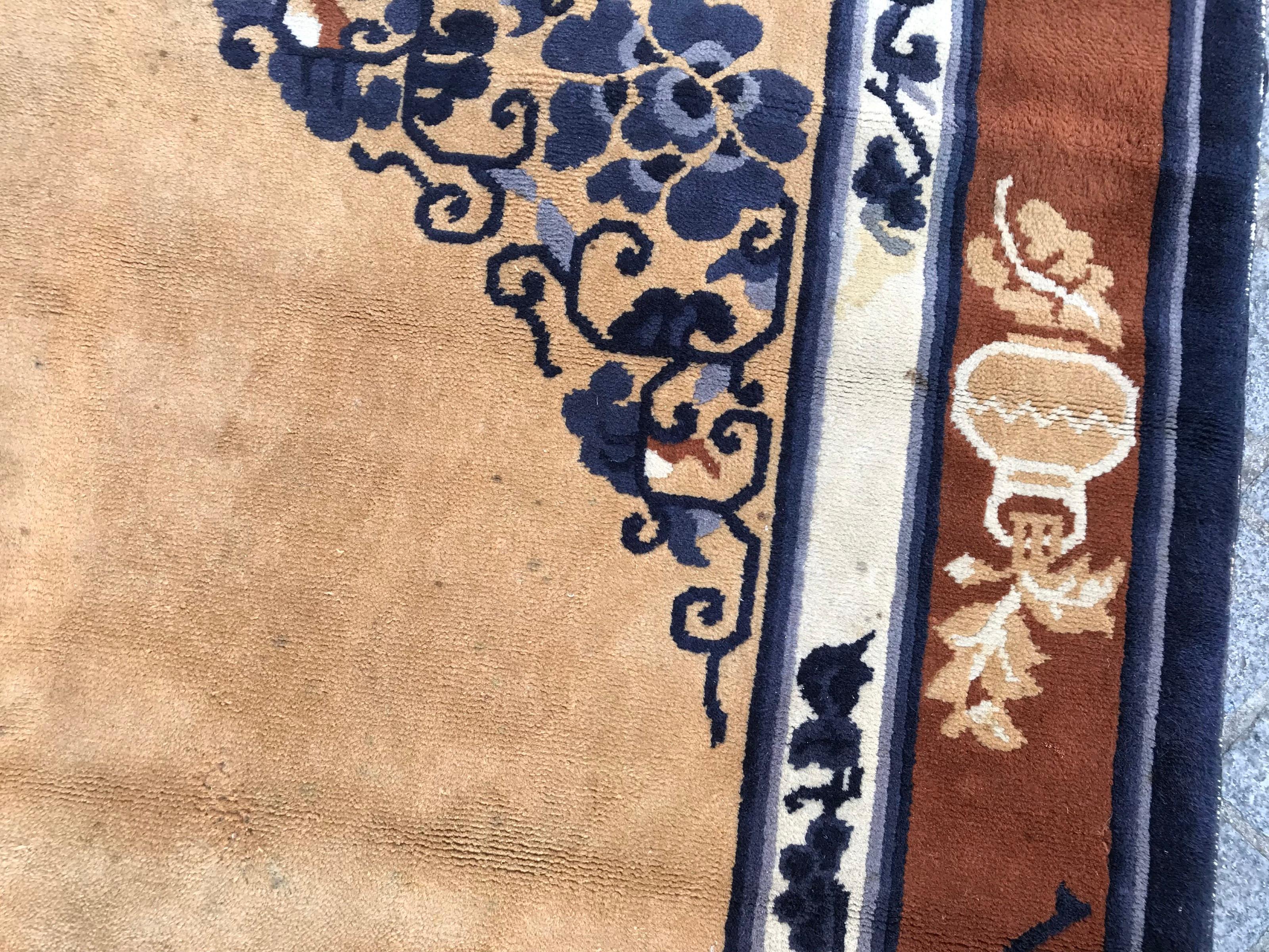 Schöne Vintage European Chinese Style Teppich (Wolle) im Angebot