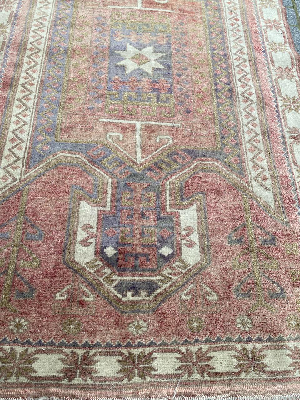 20th Century Bobyrug’s Beautiful Vintage Faded Turkish Rug For Sale