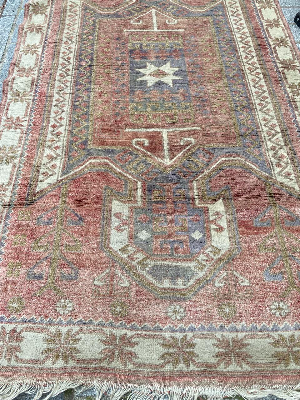 Wool Bobyrug’s Beautiful Vintage Faded Turkish Rug For Sale