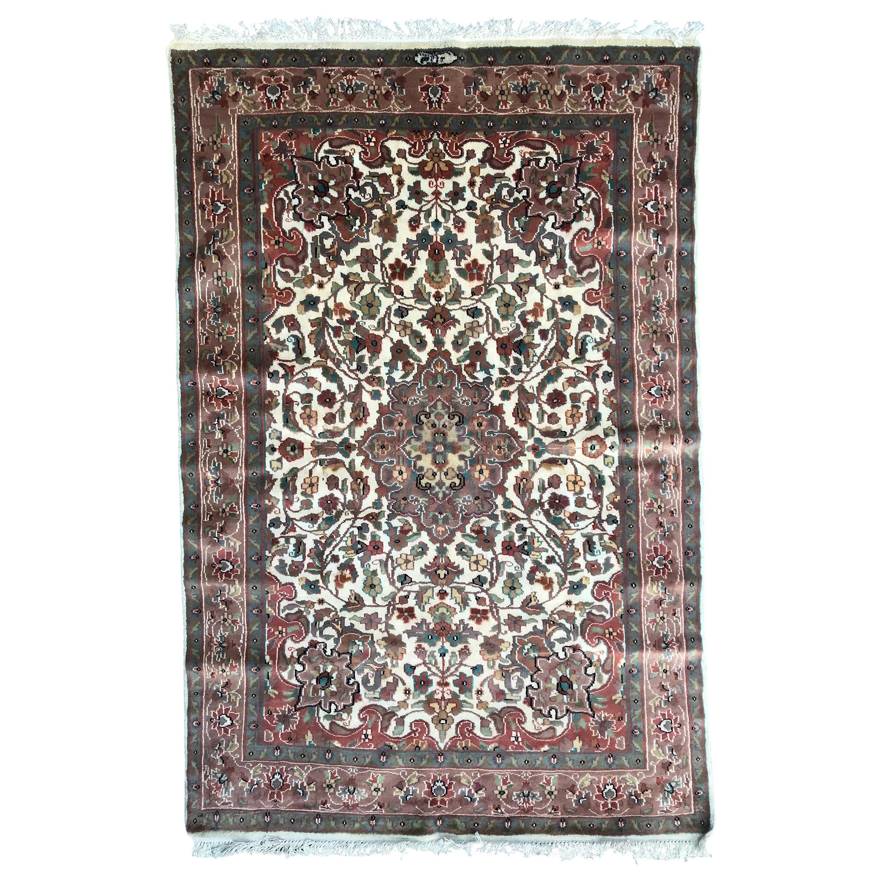 Bobyrug’s Beautiful Vintage Fine Pakistani Silk and Wool Rug