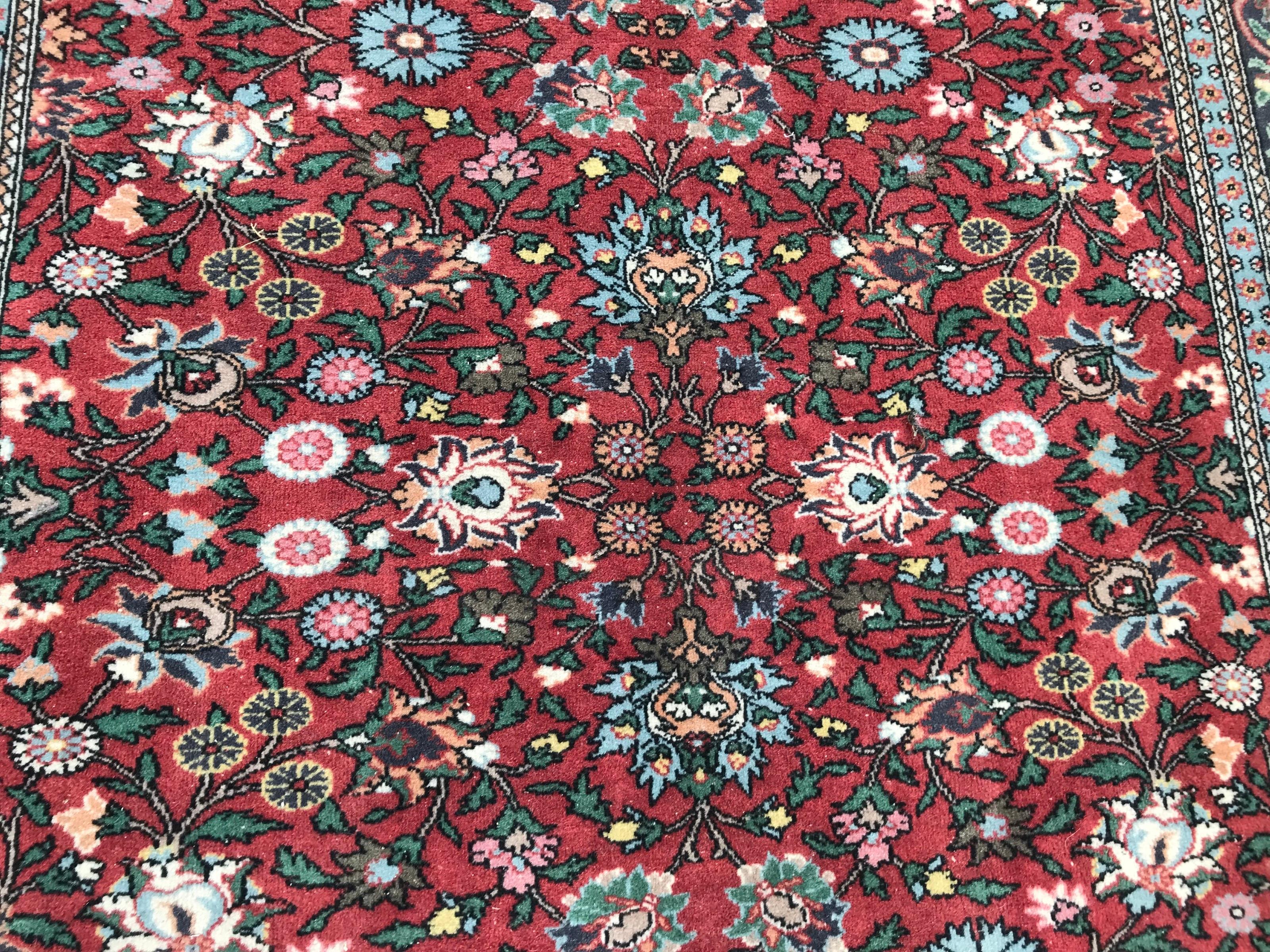Hand-Knotted Bobyrug’s Beautiful Vintage Fine Turkish Hereke Rug For Sale