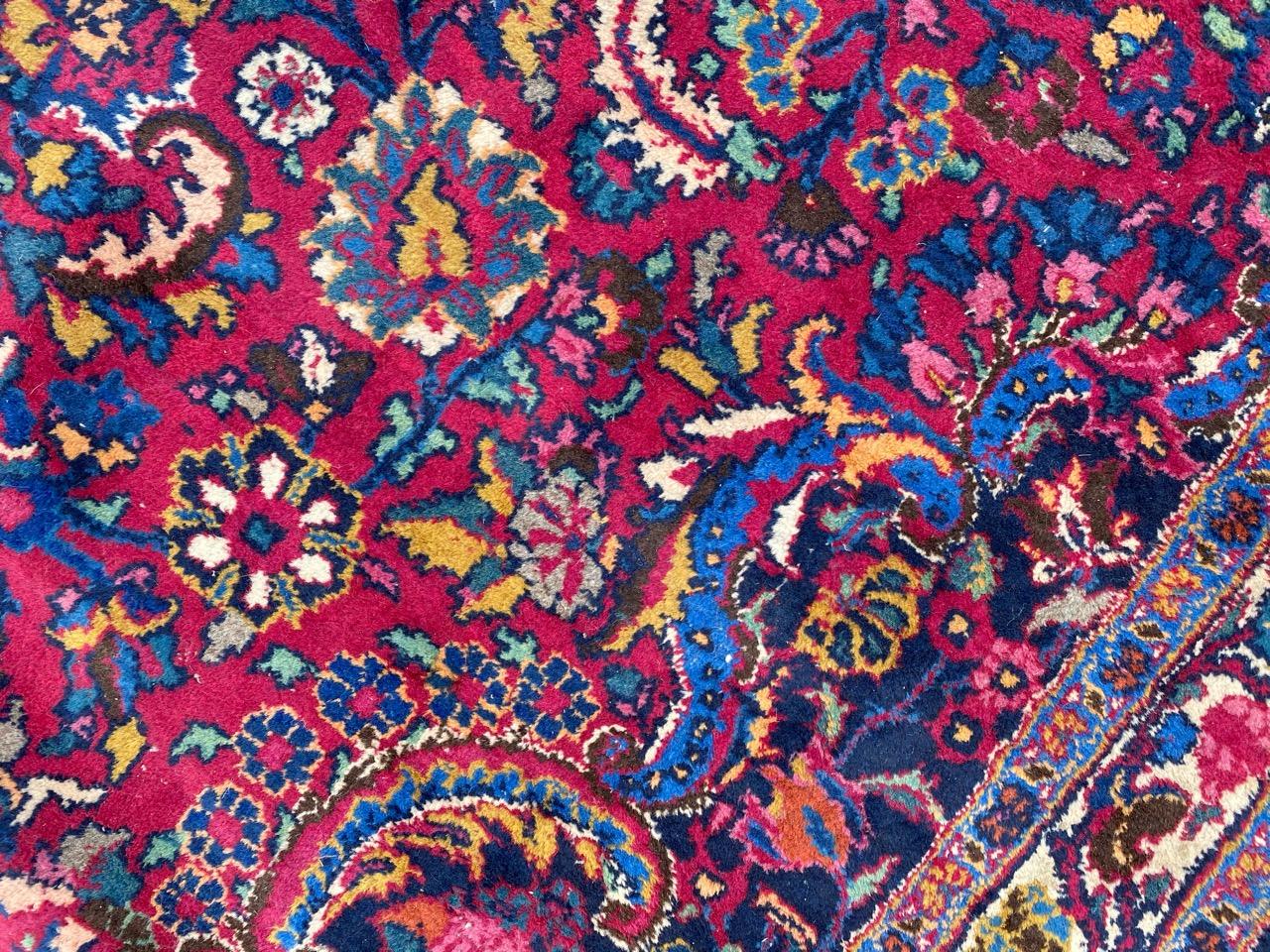 Wool Beautiful Vintage Floral Design Mashhad Rug