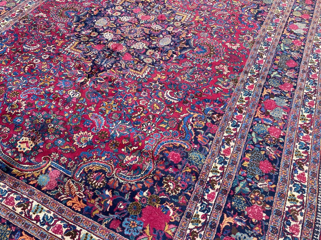 Beautiful Vintage Floral Design Mashhad Rug 4