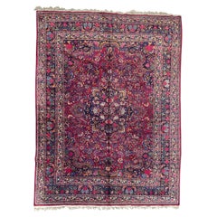 Beautiful Vintage Floral Design Mashhad Rug