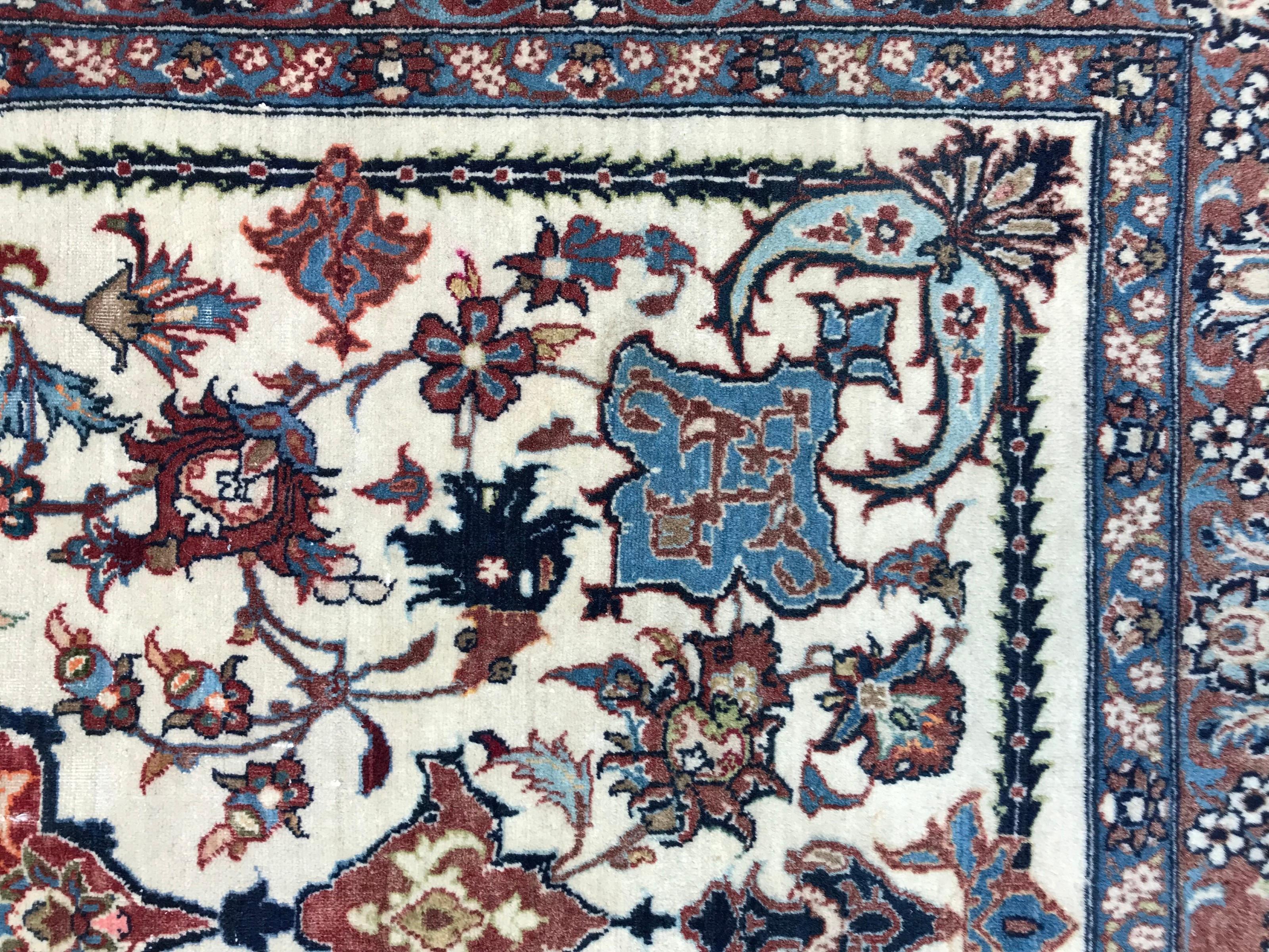 Bobyrugs wunderschöner geblümter Ispahan-Teppich im Vintage-Stil (Kaschan) im Angebot