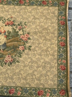 Beautiful vintage French Aubusson Style Jacquard Tapestry "Dance"