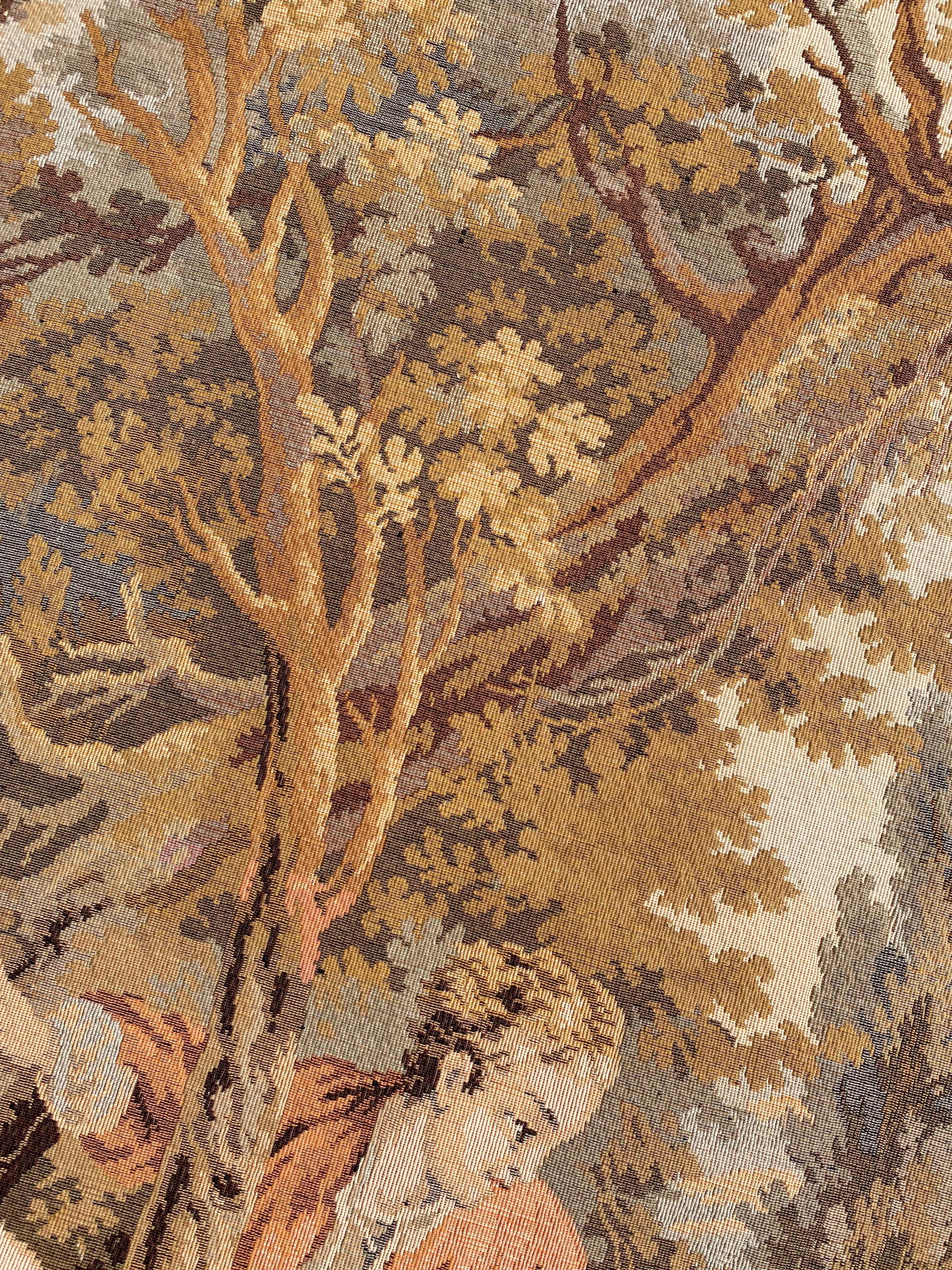 Bobyrug’s Vintage French Aubusson Style Jaquar Tapestry « pastoral loves » For Sale 10