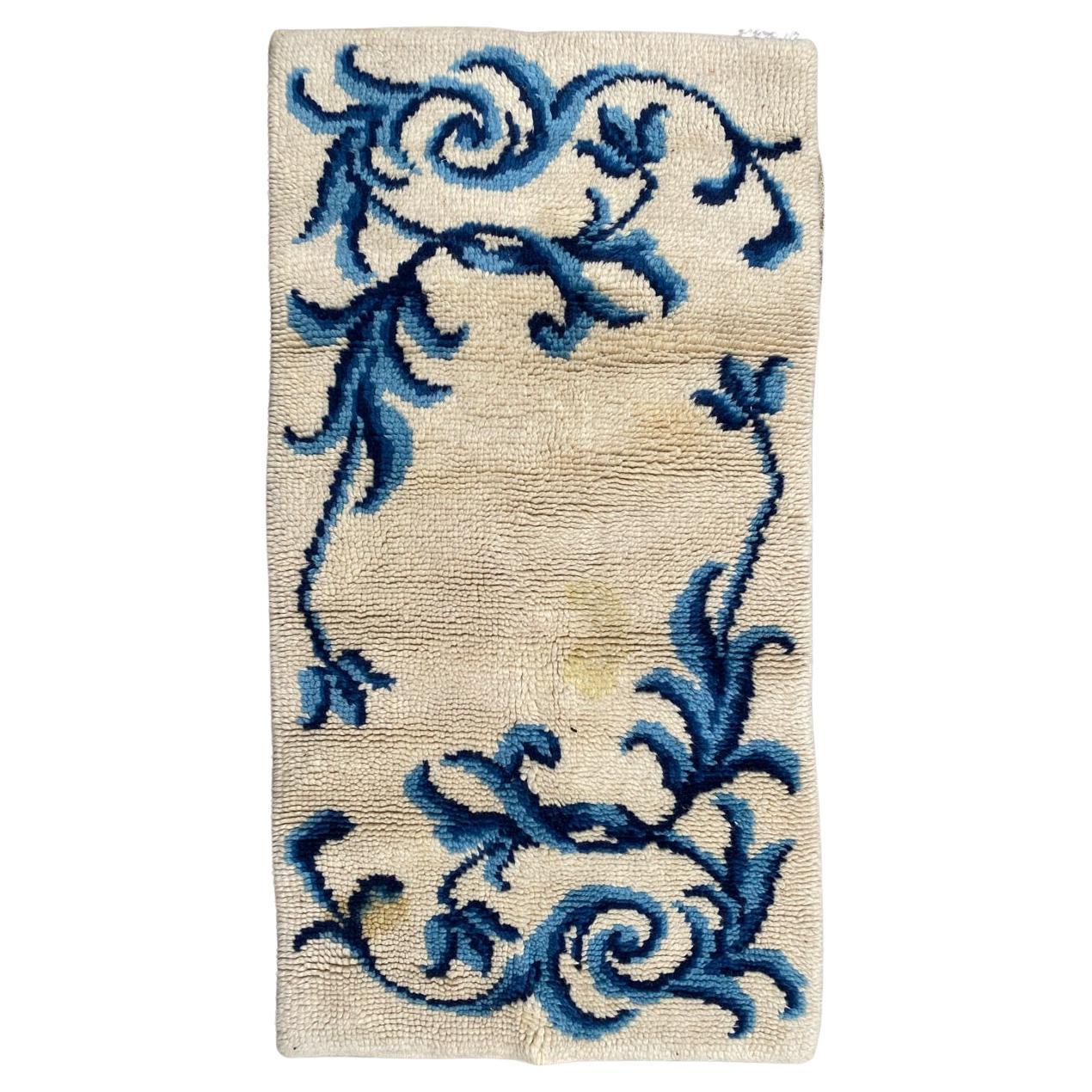 Bobyrug’s Beautiful Vintage French Hand Knotted Cogolin Rug For Sale