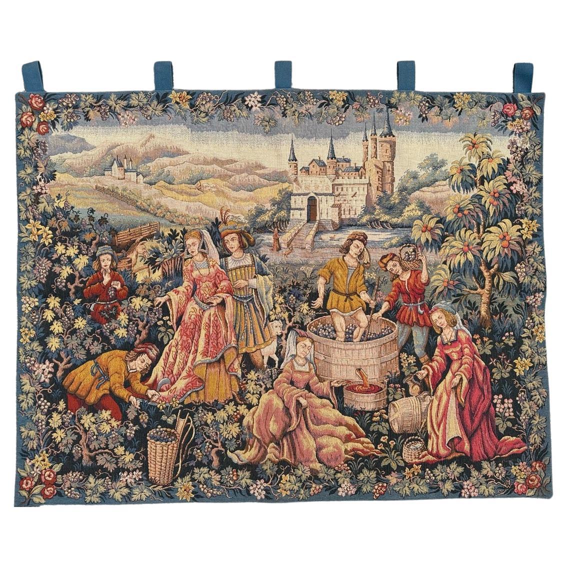 Bobyrug’s Beautiful vintage French jacquard tapestry Aubusson style  For Sale
