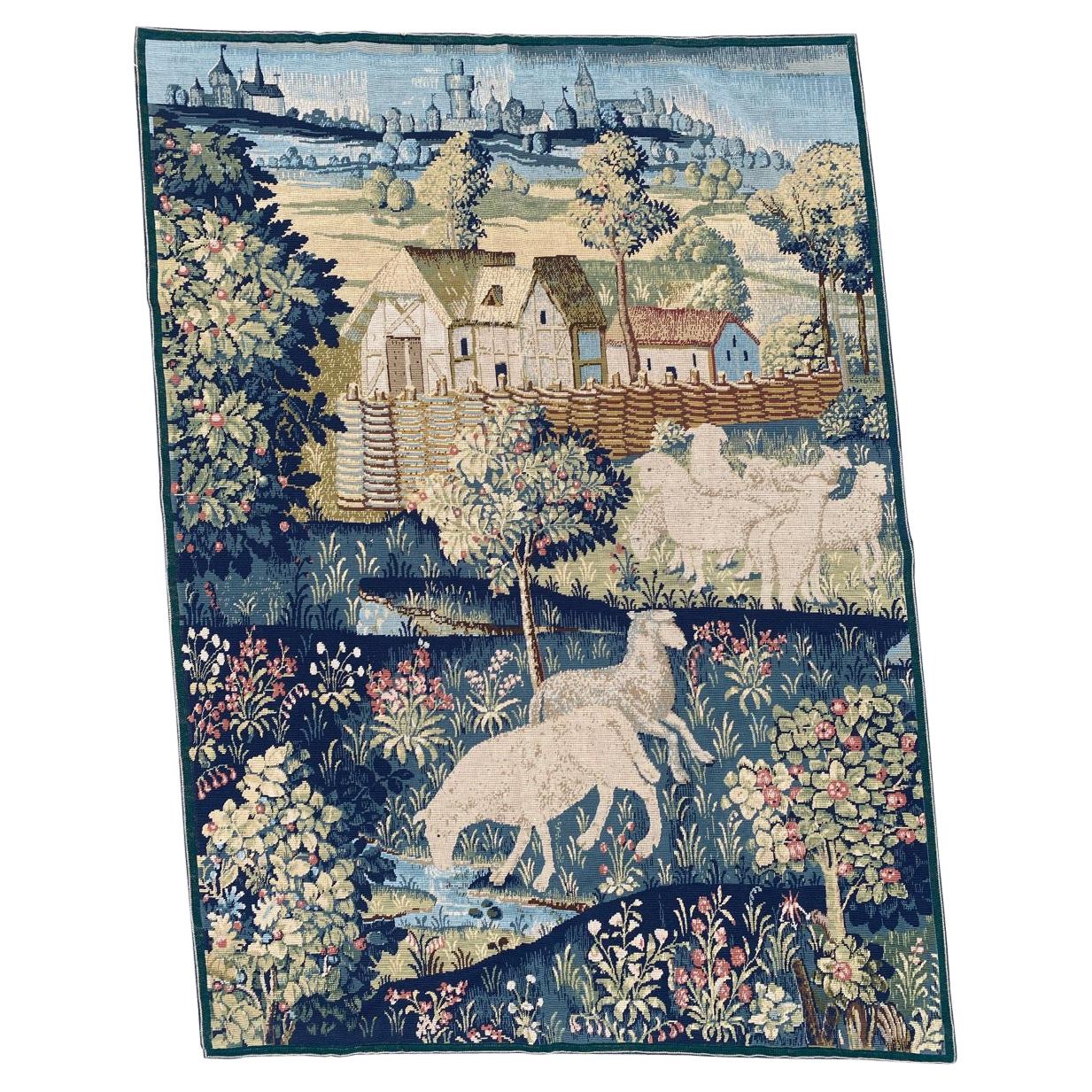 Beautiful Vintage French Needlepoint Tapestry