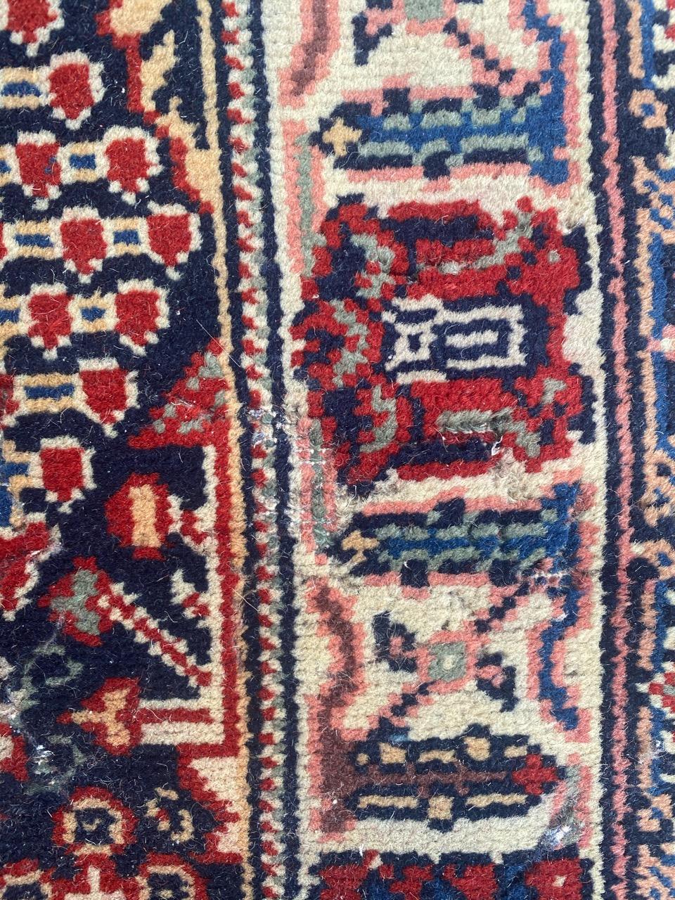 Wool Beautiful Vintage French Persian Design Knotted Rug For Sale
