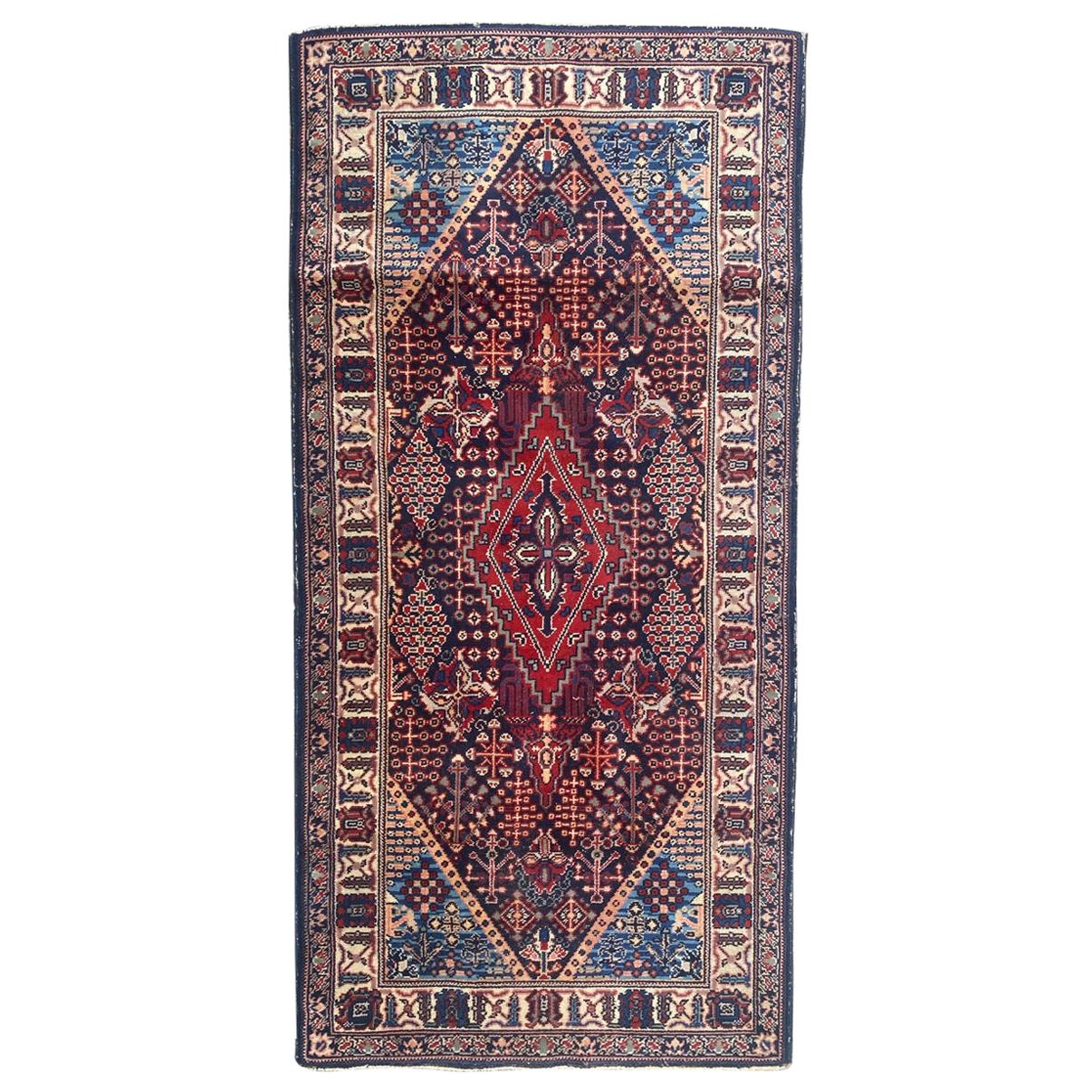 Beautiful Vintage French Persian Design Knotted Rug For Sale