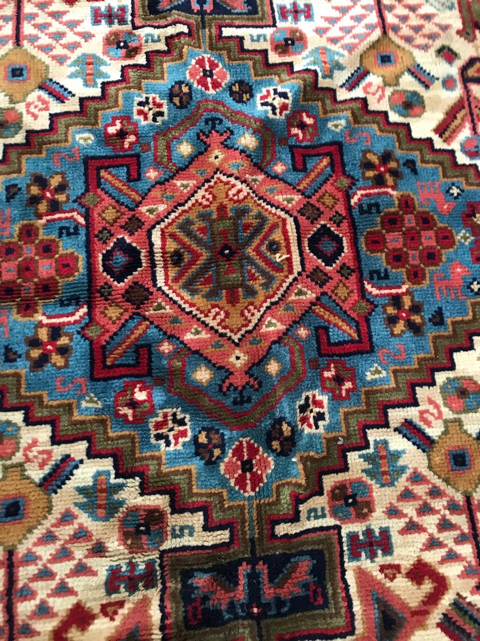 Hand-Knotted Bobyrug’s Beautiful Vintage French Shiraz Style Rug For Sale