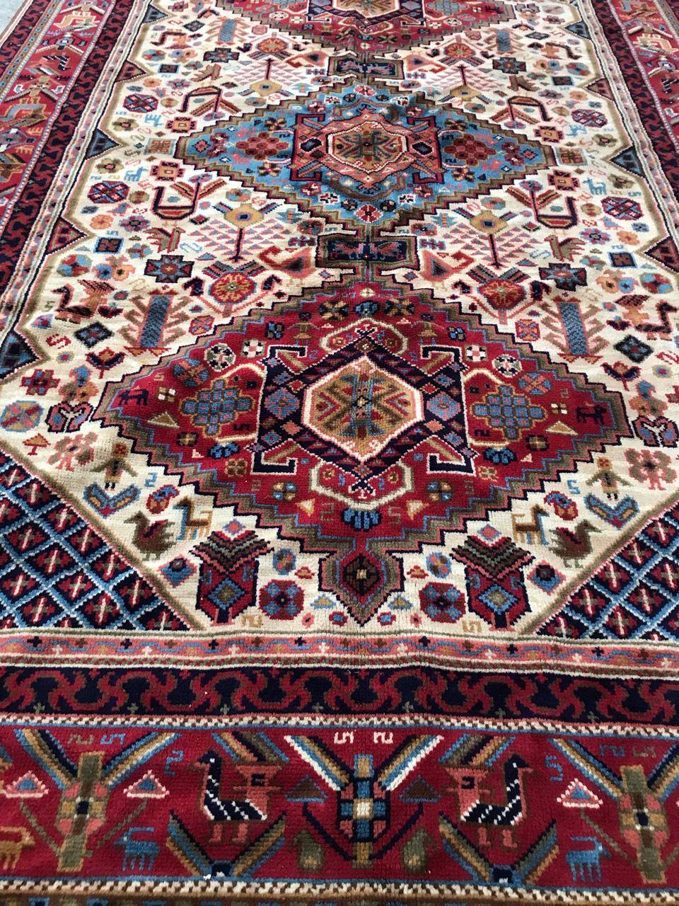 20th Century Bobyrug’s Beautiful Vintage French Shiraz Style Rug For Sale