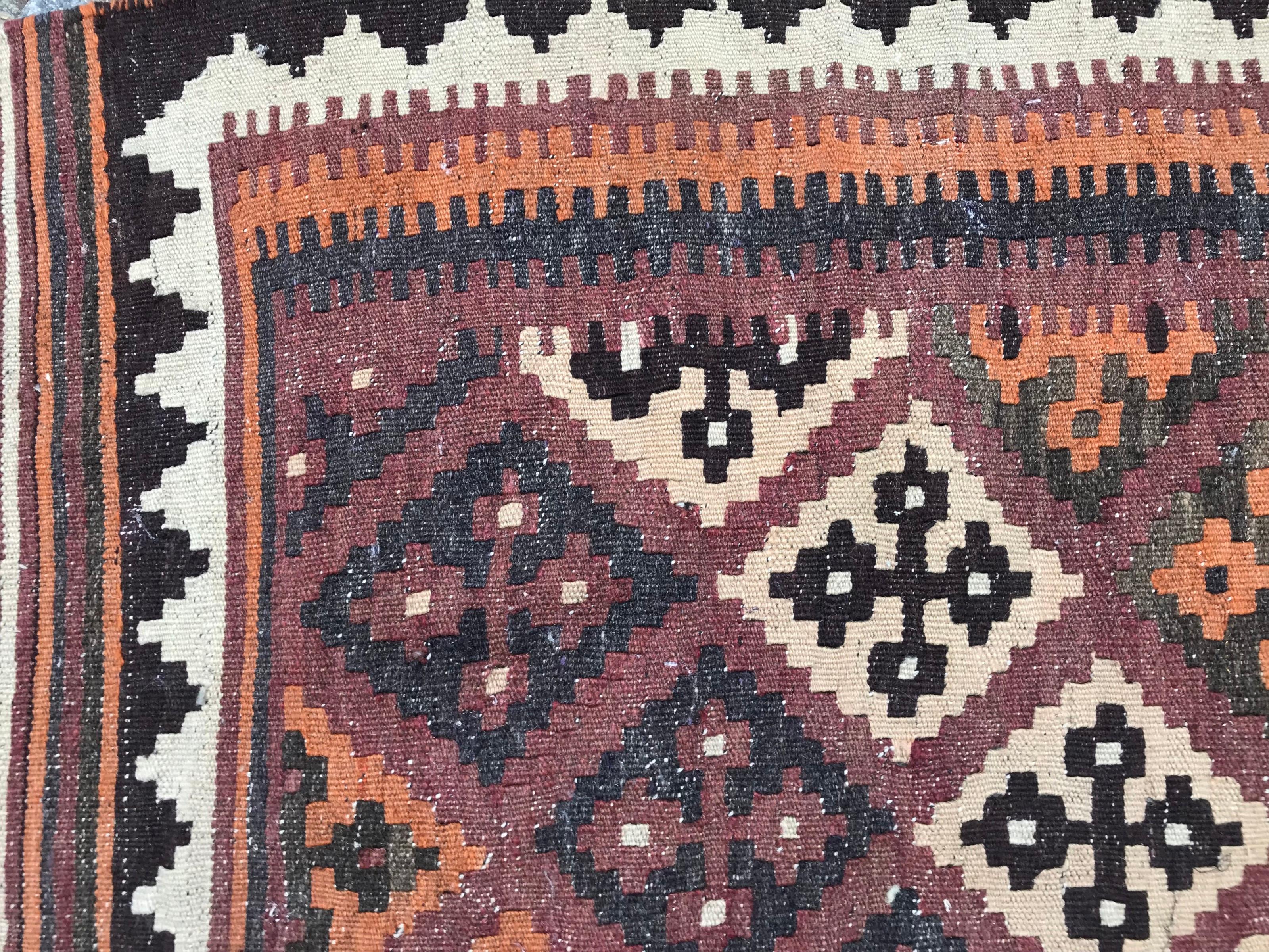 Wool Beautiful Vintage Ghashghai Kilim For Sale