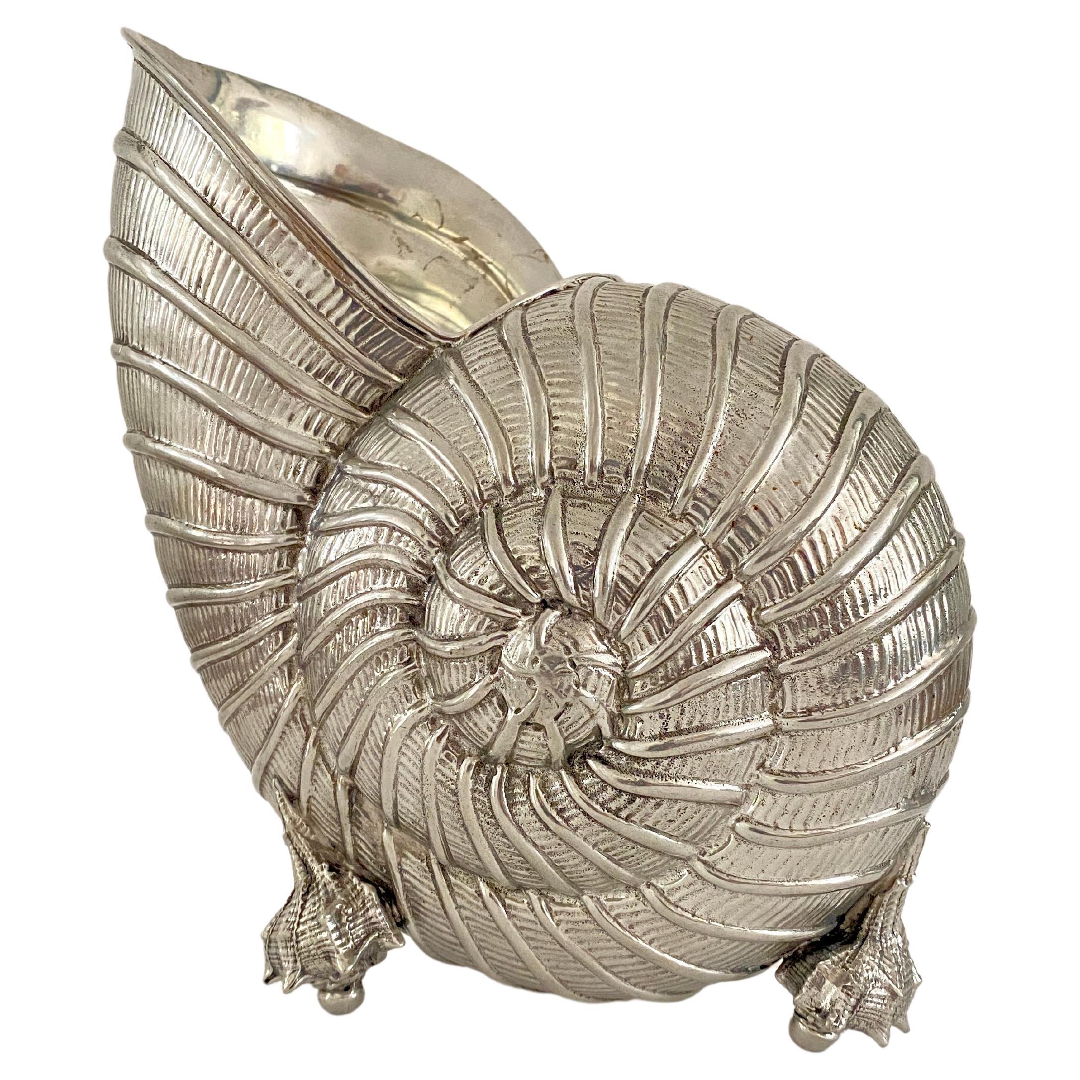 Beautiful Vintage Giovanni Patrini Pewter Shell Wine Cooler For Sale