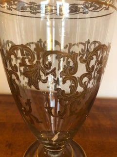Beautiful Vintage Gold Leaf Decorated Glass Vase