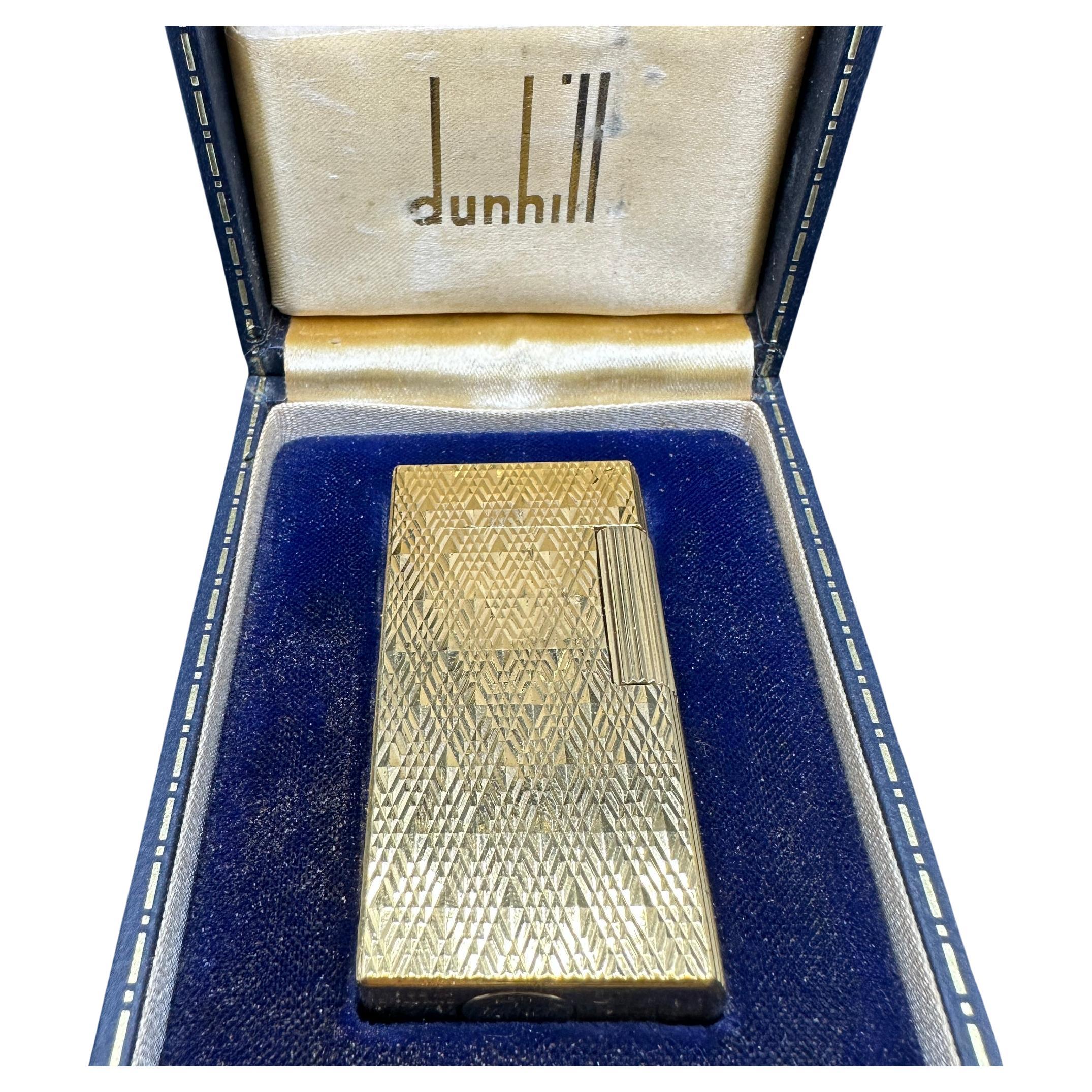 Vintage Gold Platted 1960s Dunhill Lighter.
In fantastic working and exterior condition.
This lighter has its original luxuries box with a rich British Blue Velvet interior.
Not only that they do not make them like this anymore but this lighter and