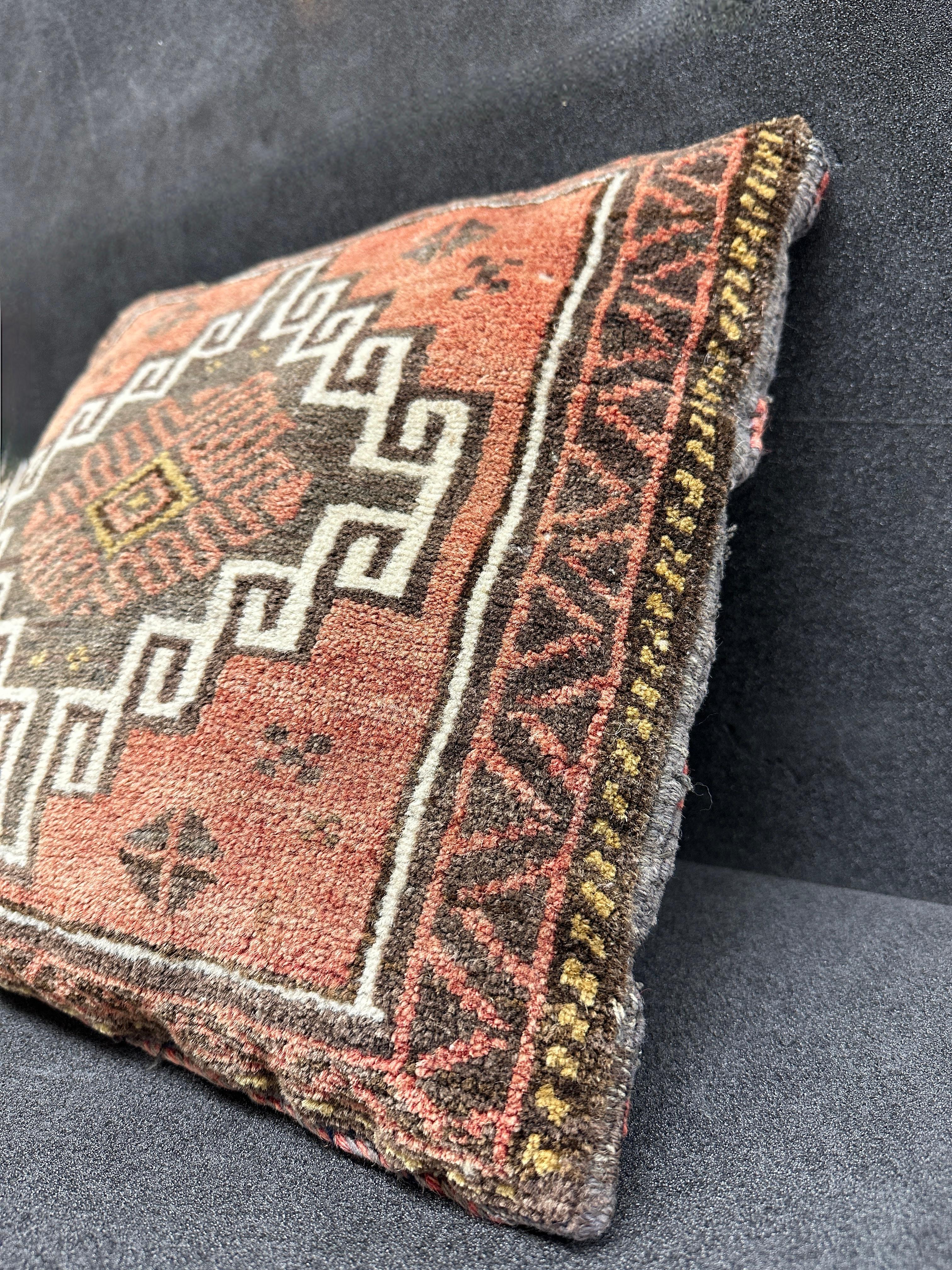 Folk Art Beautiful Vintage Gypsy Oriental Embroidery Pillow Cushion, 1950s For Sale