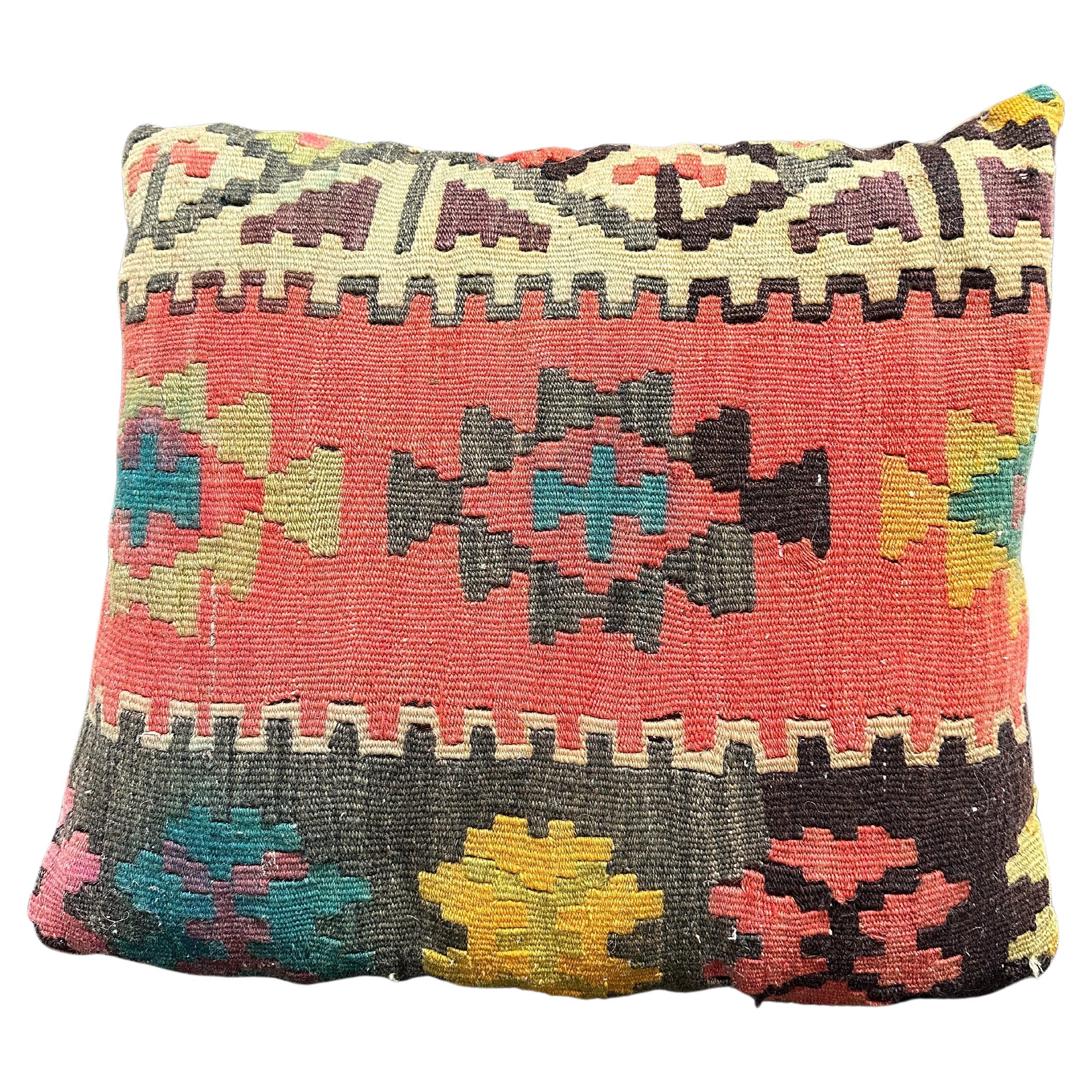 Beautiful Vintage Gypsy Oriental Embroidery Pillow Cushion, 1950s