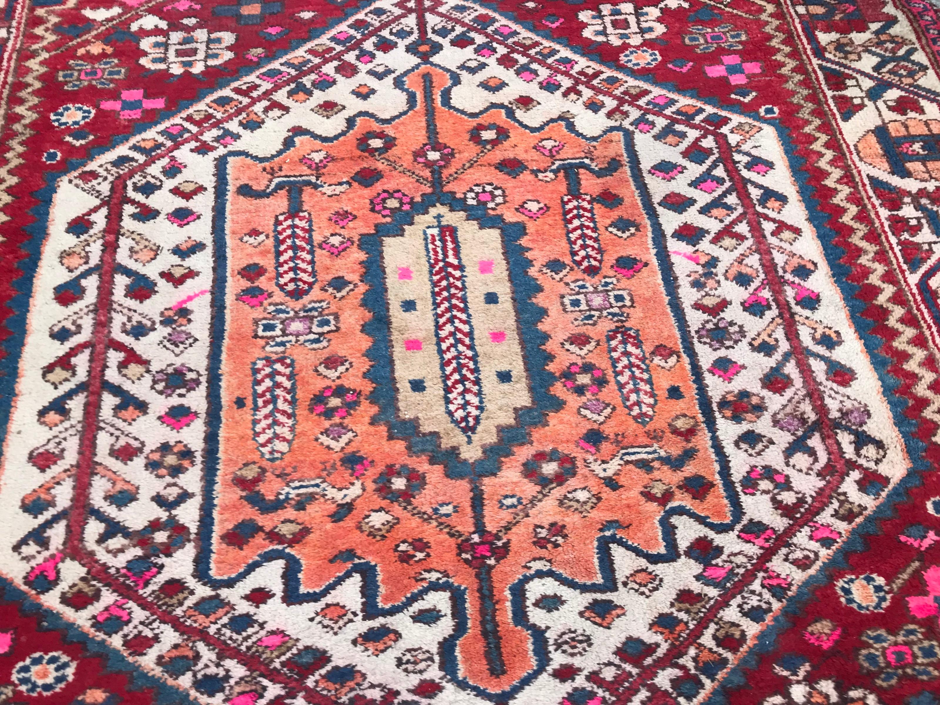 Beautiful Vintage Hamadan Rug In Good Condition In Saint Ouen, FR