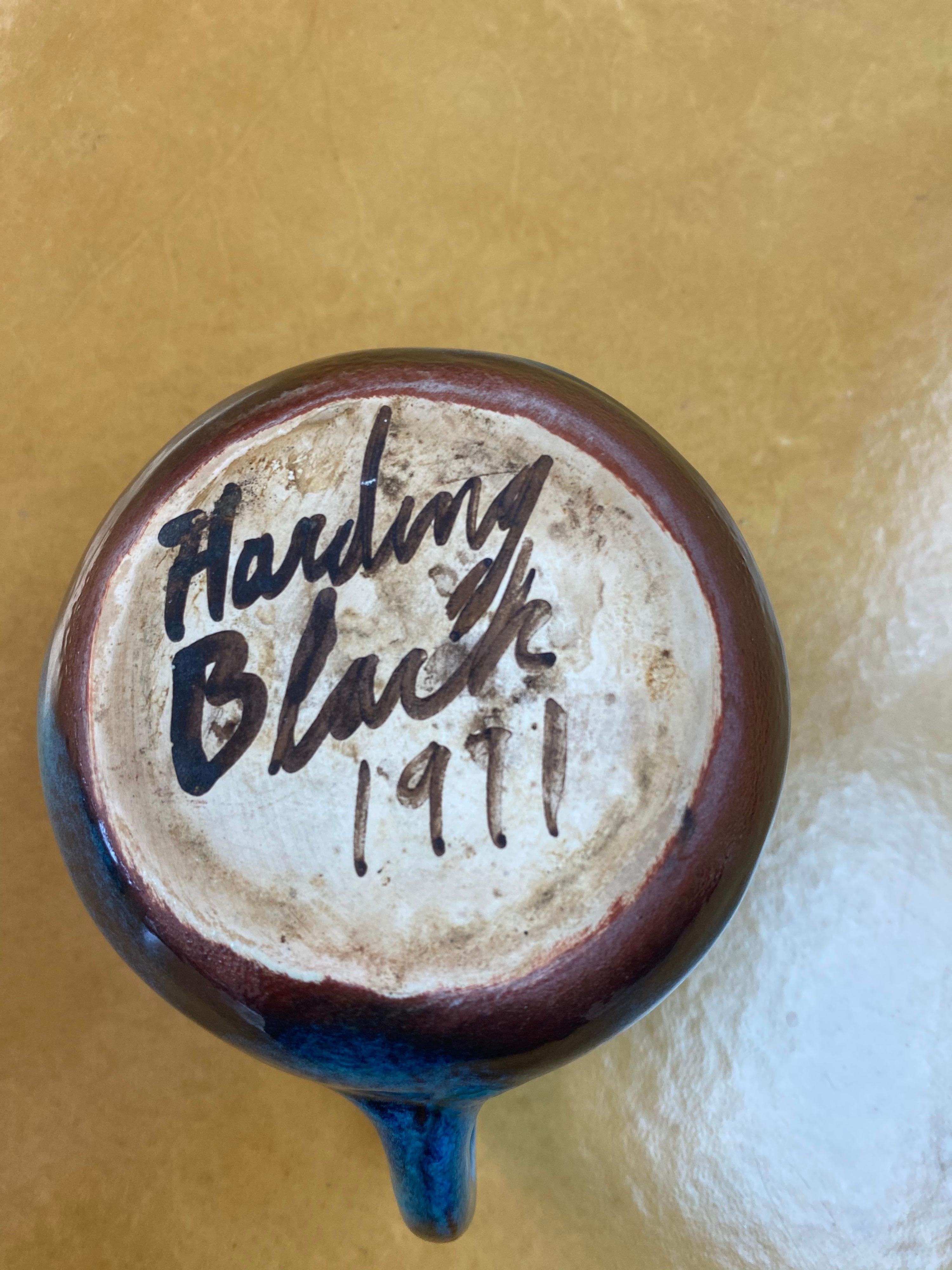Beautiful Vintage Harding Black Glazed Pitcher, 1971 In Good Condition In San Antonio, TX