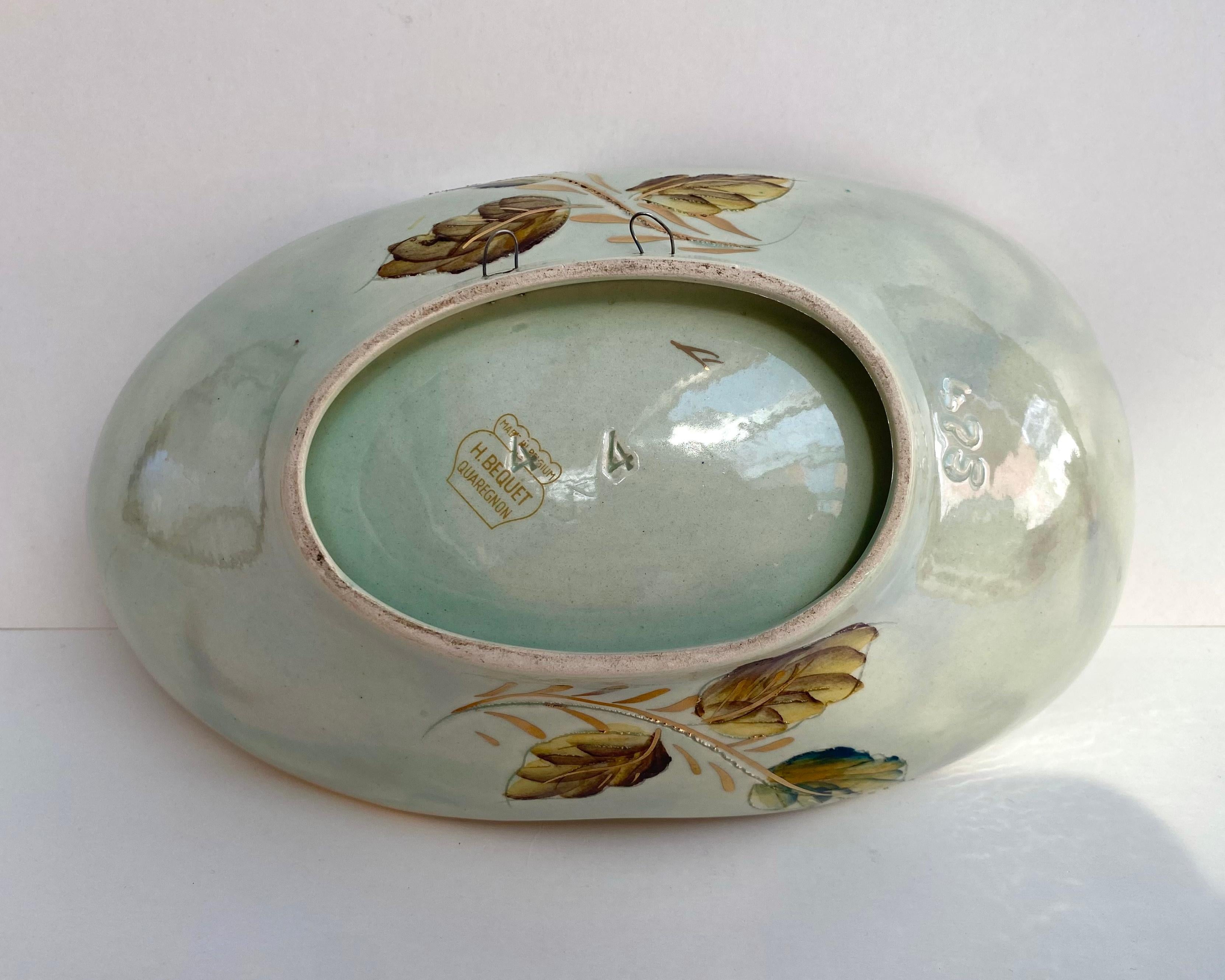 Belgian Beautiful Vintage H.Bequet Quaregnon Porcelain Panel/Plate, Belgium, 1960s For Sale