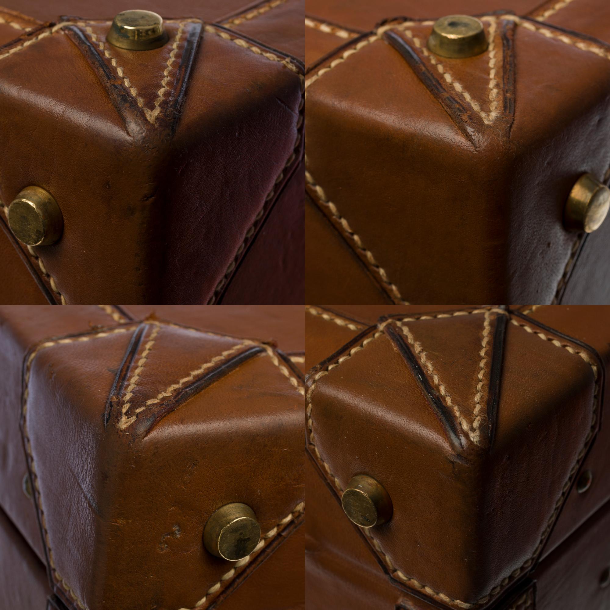 Beautiful vintage Hermès suitcase in brown calf leather 6