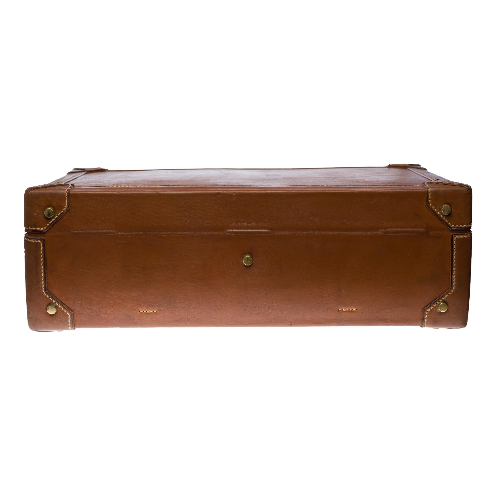Brown Beautiful vintage Hermès suitcase in brown calf leather