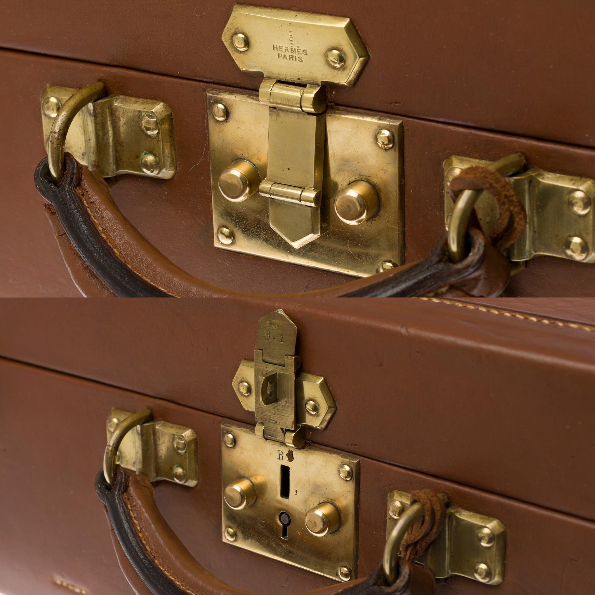 Beautiful vintage Hermès suitcase in brown calf leather 1