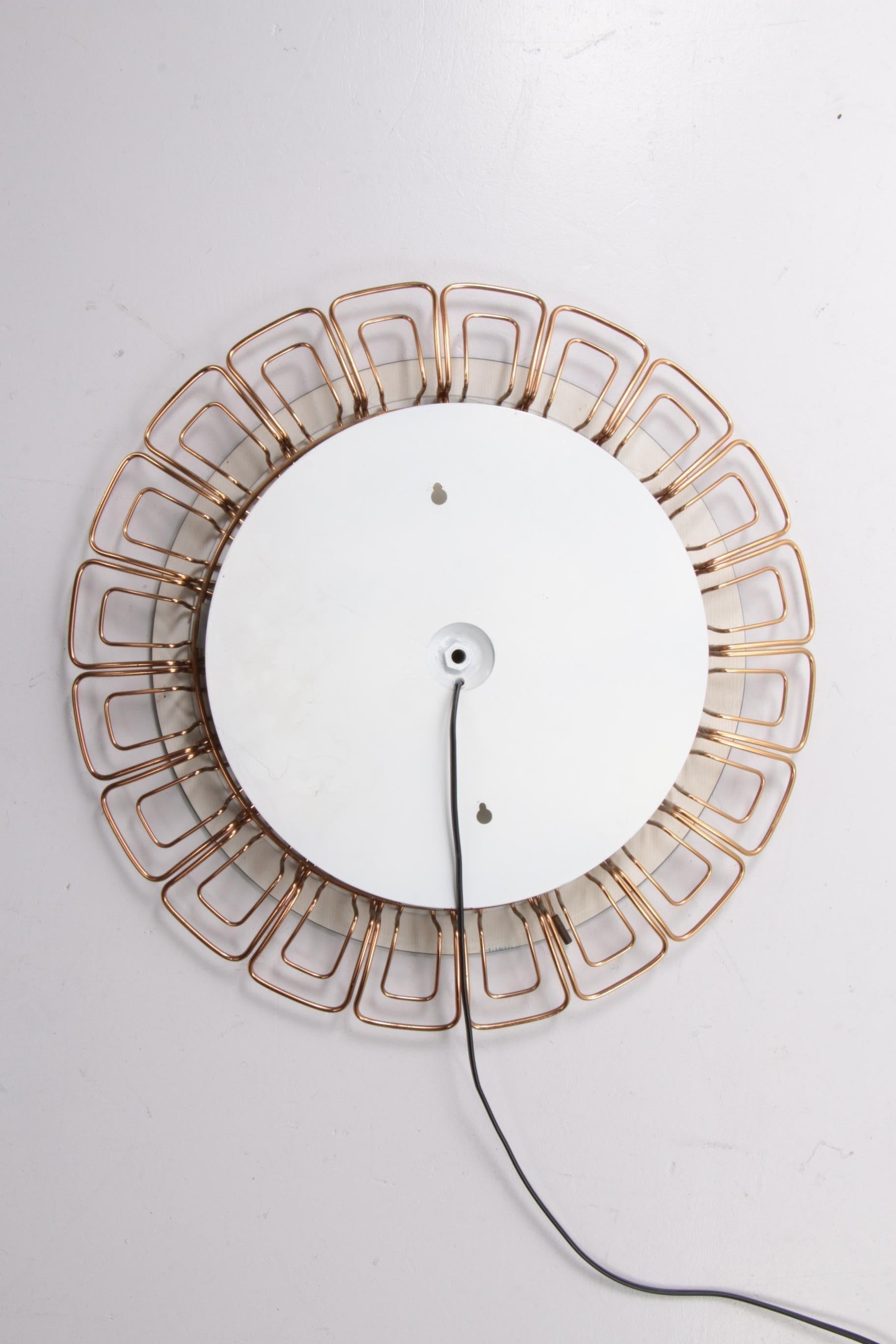 Precioso Espejo de Pared Vintage Hillebrand con Iluminación, Años 60 Alemania Latón en venta