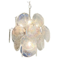 Beautiful Vintage Italian Murano Chandelier, 24 Iridescent Grit Disks