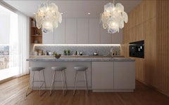 Bellissimi lampadari italiani vintage di Murano, 24 dischi di graniglia iridescente