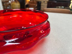 Beautiful Vintage Italian Round Decorative Red Bowl 1980