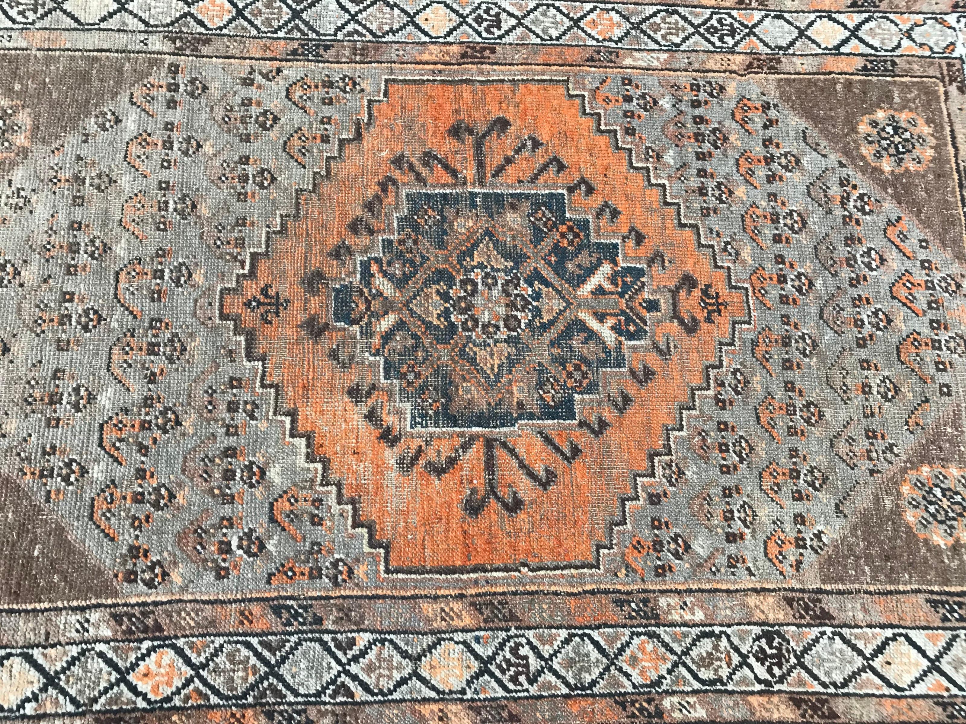 Hand-Knotted Beautiful Vintage Kurdish Rug For Sale