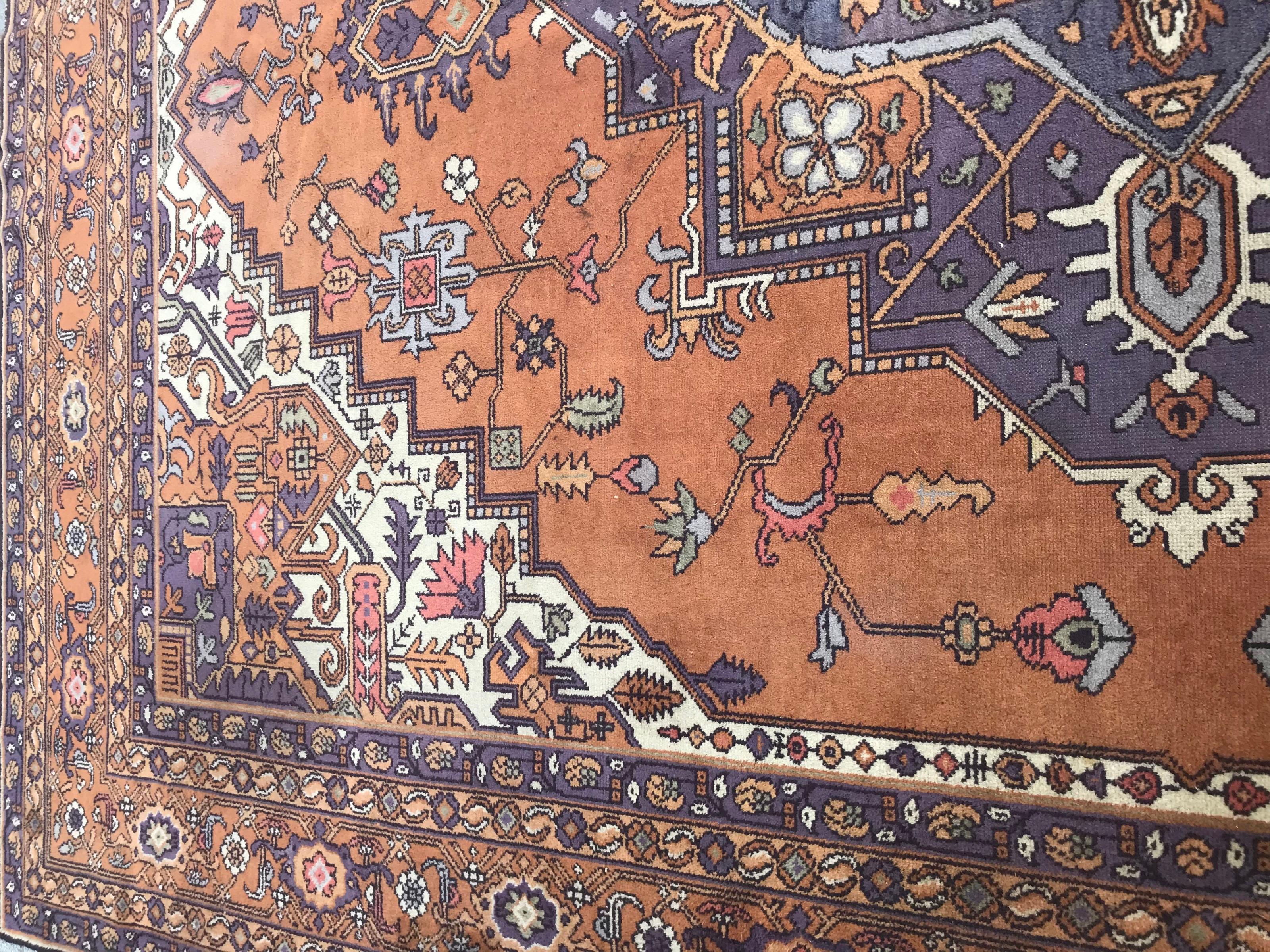 Hand-Knotted Beautiful Vintage Large Heriz Style European Rug For Sale
