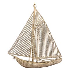 Beautiful Vintage Large Italian Crystal Beaded Sail Boat Chandelier Ship Fixture