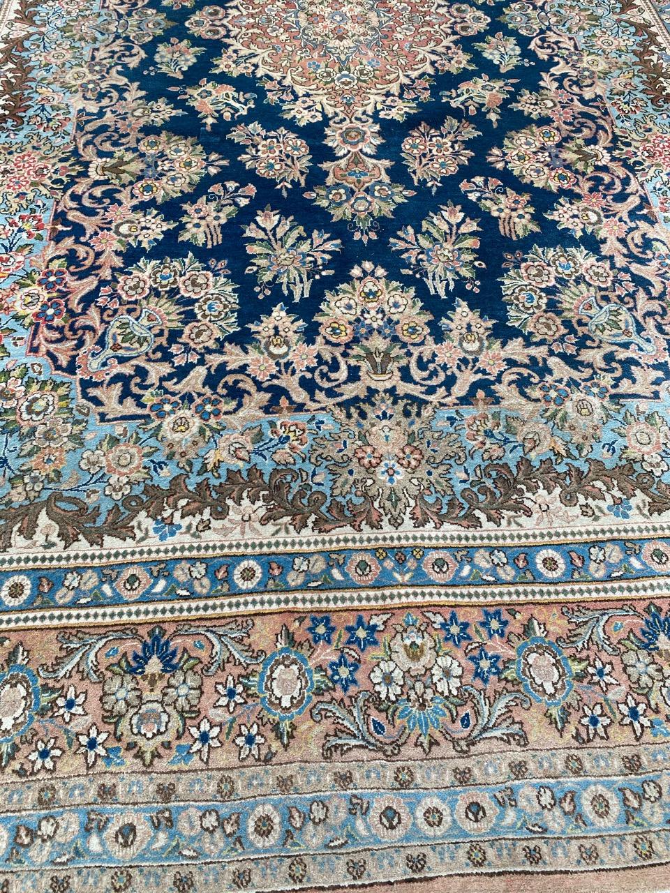 Hand-Knotted Beautiful Vintage Large Qom Rug For Sale